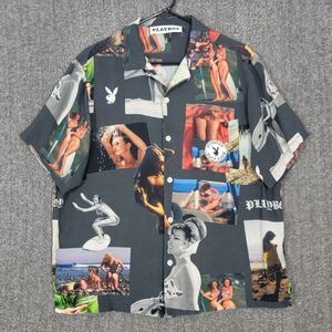 Playboy By Pacsun Shirt Mens M Multicolor Button Up Surf Club Collage Print